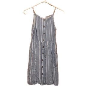 MIA CHICA | Girls Sleeveless Summer Blue White Striped Button Down Dress